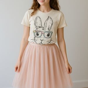 Bunny Glasses Graphic Tee XXS Petite Girlhoodcore Whimsical Dollcore Dollcore